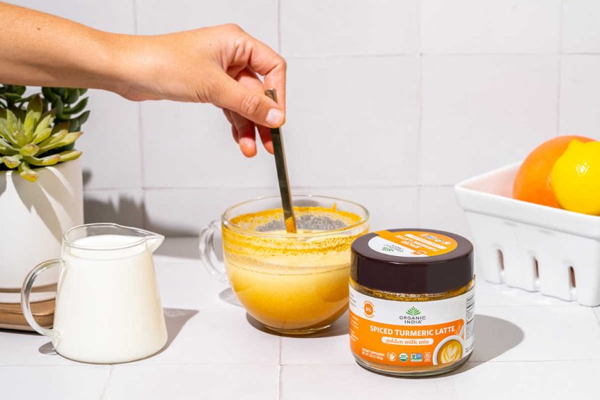 Organic India's golden milk Turmeric latte.