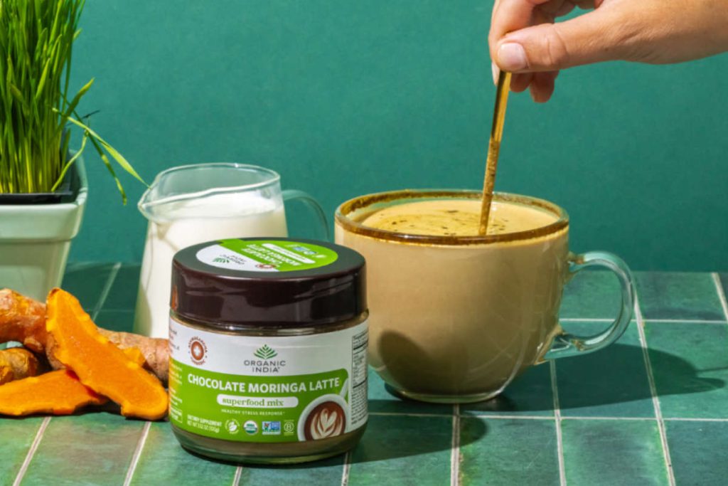 Chocolate Moringa Latte, a great superfood switch for coffee for anyone biohacking 