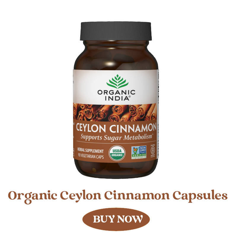 organic ceylon cinnamon capsules for sacral chakra in dark amber glass jar
