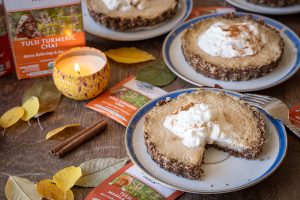 Chai Pie recipe with whipped cream on top and cinnamon
