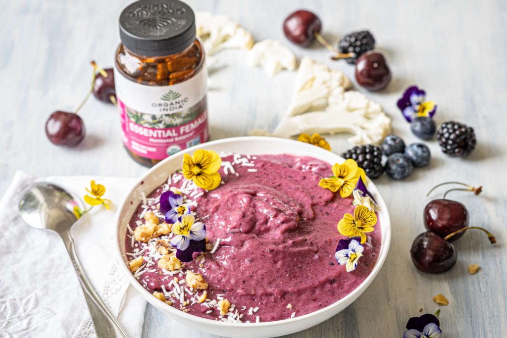 Cherry hormone balancing smoothie bowl