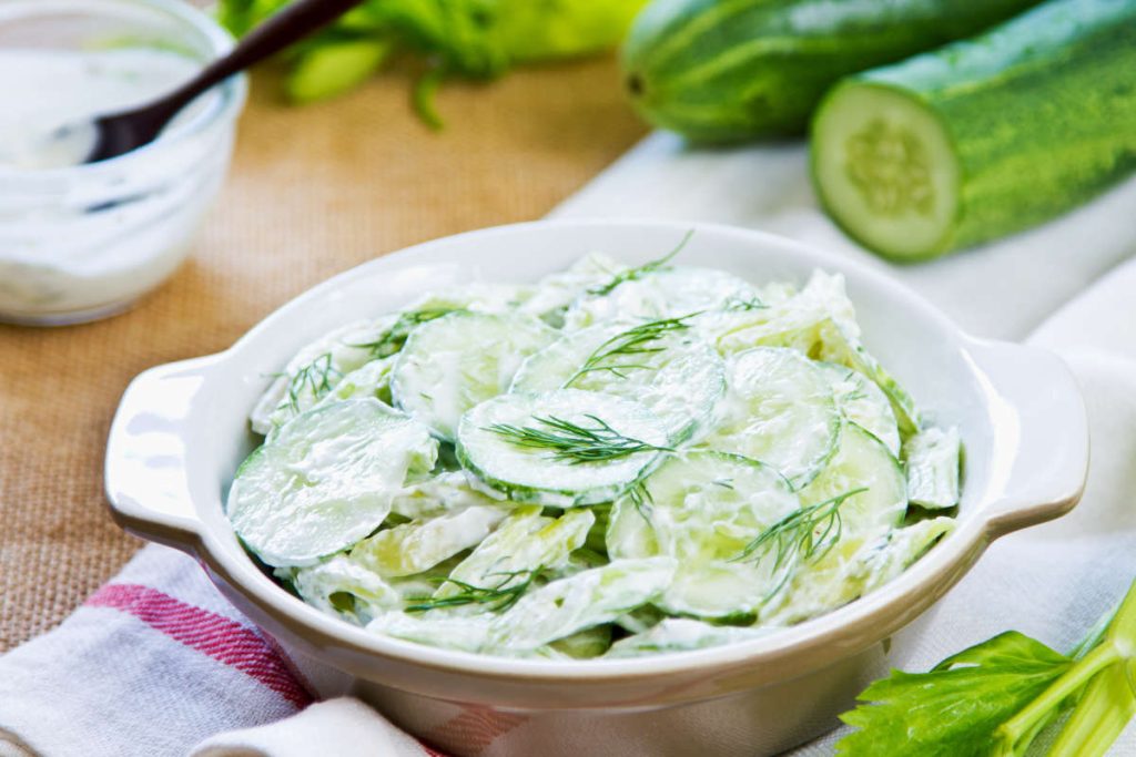 Cucumber salad, a great food to eat for your summer ayurveda ritual