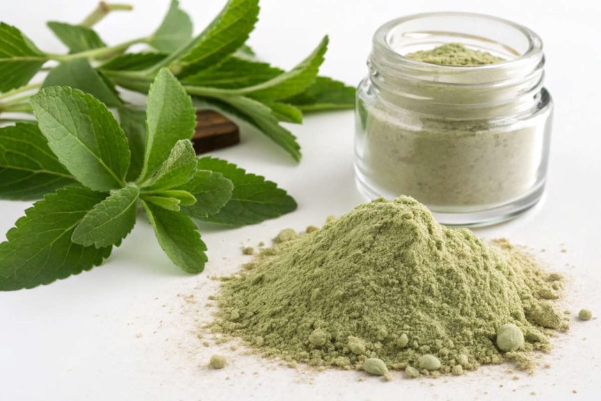 Stevia leaf powder, one of the purest types of stevia