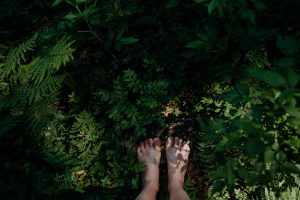 What is grounding a person barefoot in nature